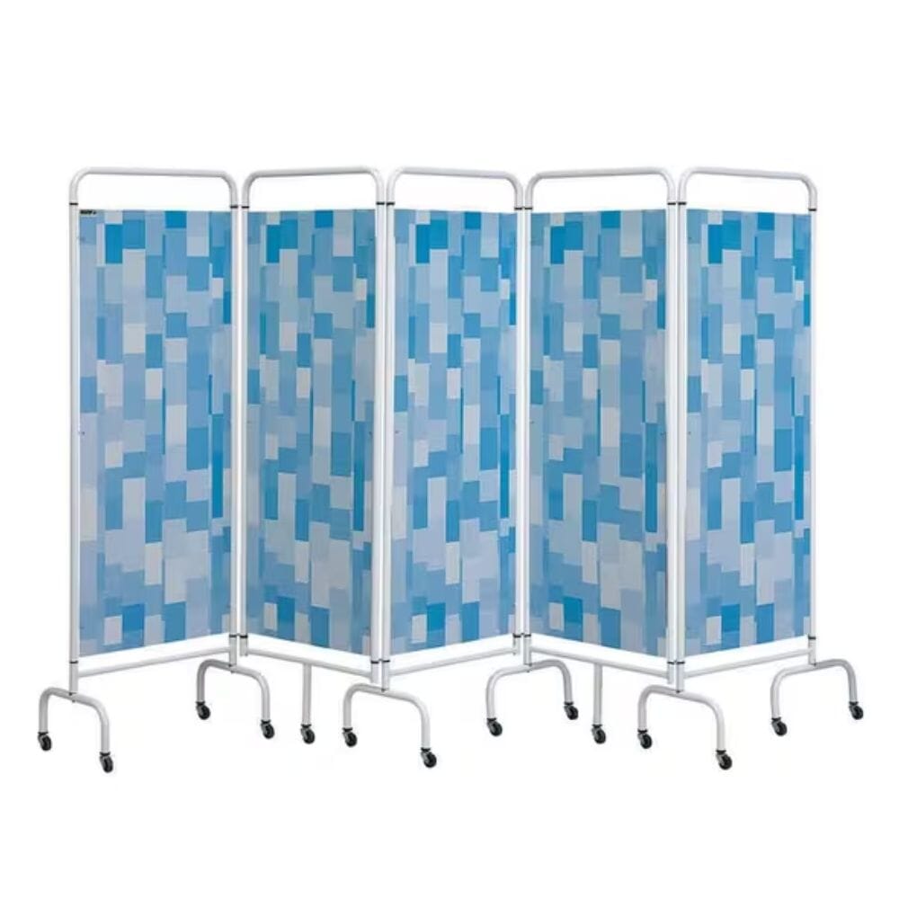 View Mobile Folding Screen 5 Fold Blue Patchwork information