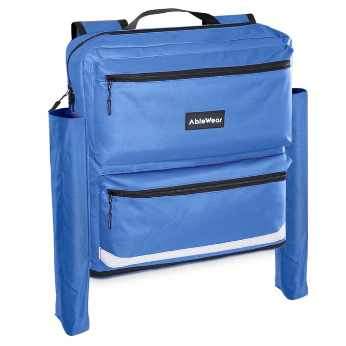 mobility scooter bag with crutch pockets blue