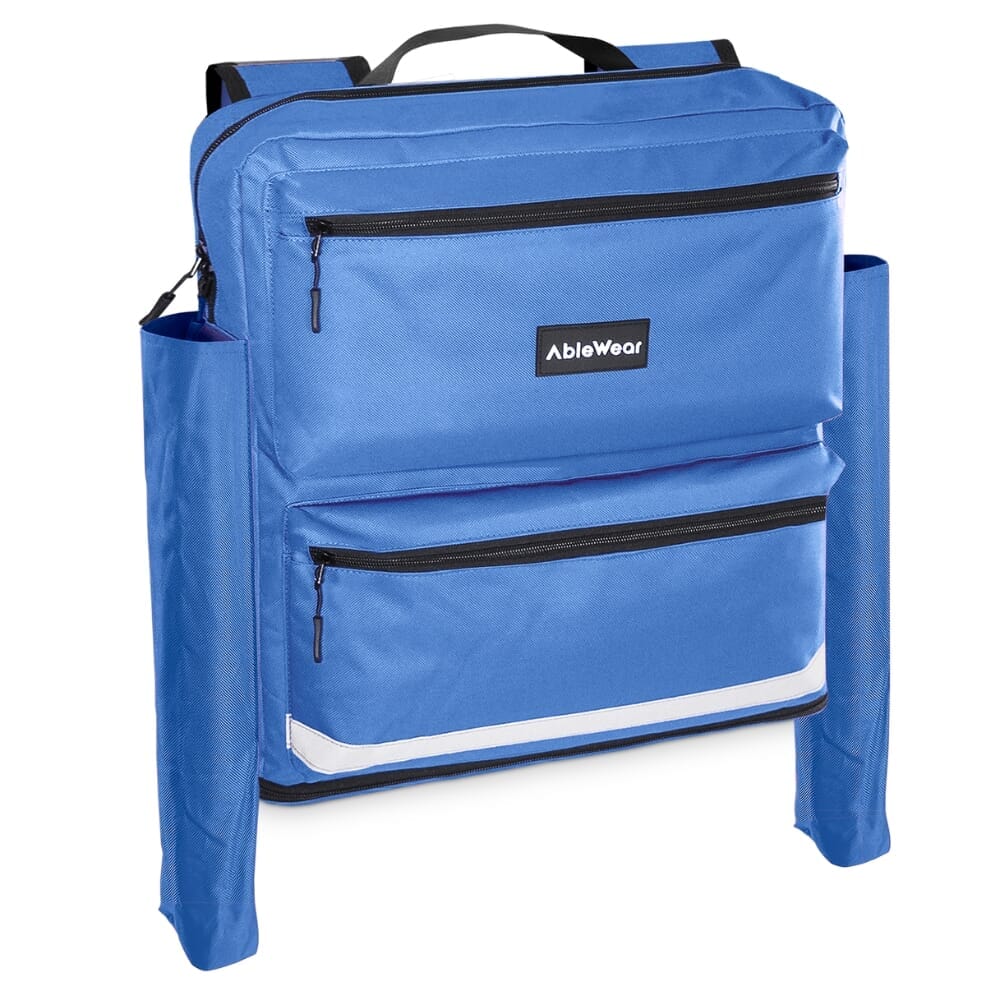 mobility scooter bag with crutch pockets blue