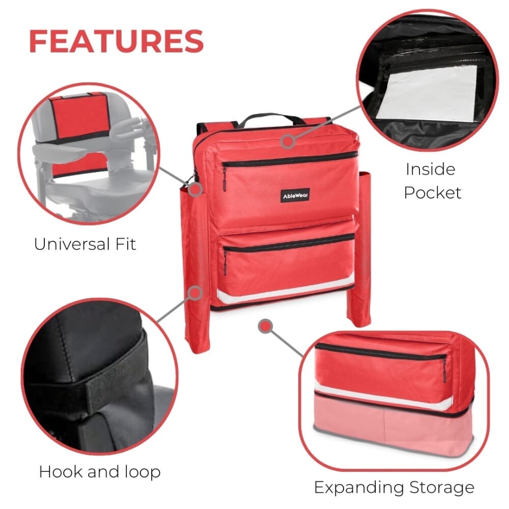 mobility scooter bag with crutch pockets features