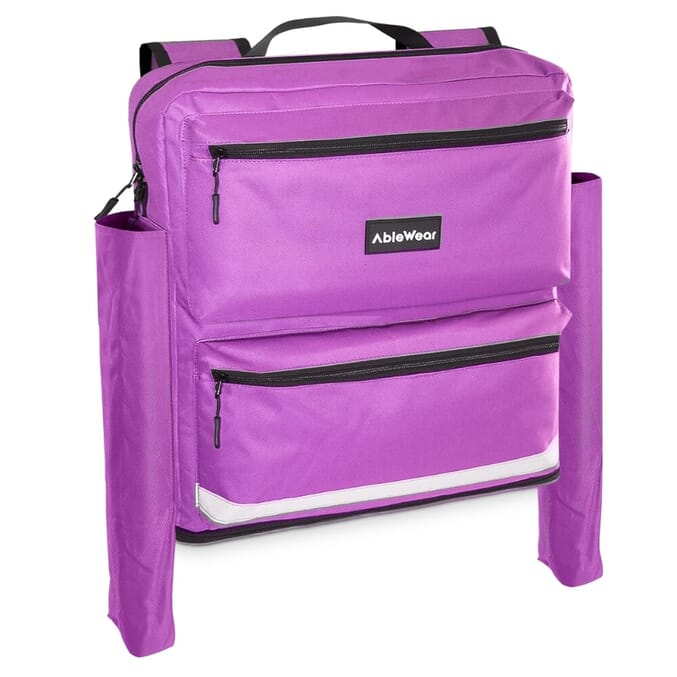 mobility scooter bag with crutch pockets purple