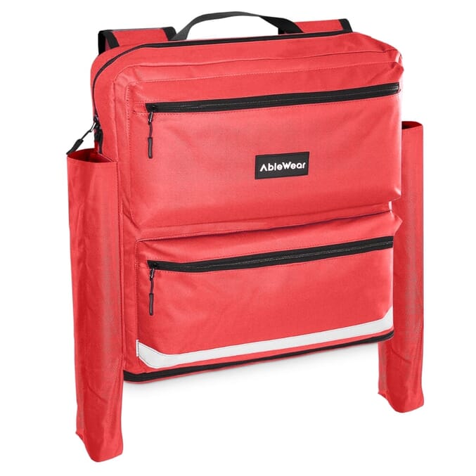 mobility scooter bag with crutch pockets red