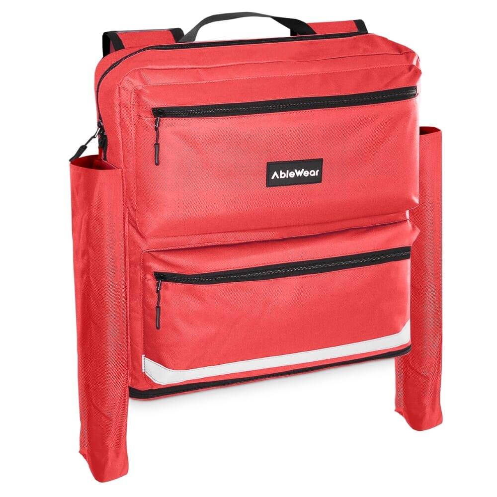 mobility scooter bag with crutch pockets red