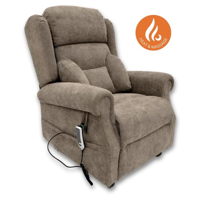 monterey rise and recline chair cocoa with heat and massage