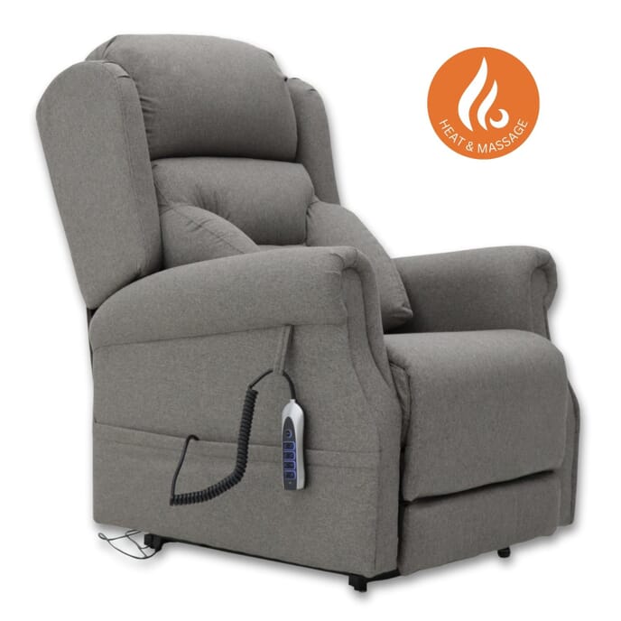 monterey rise and recline chair flint with heat and massage