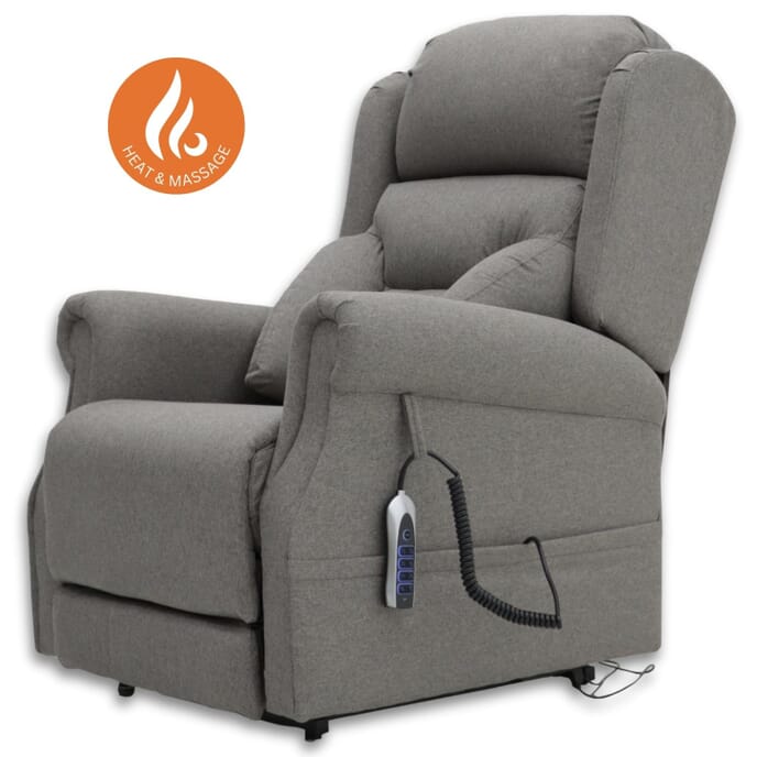 monterey royale rise and recline chair flint with heat and massage