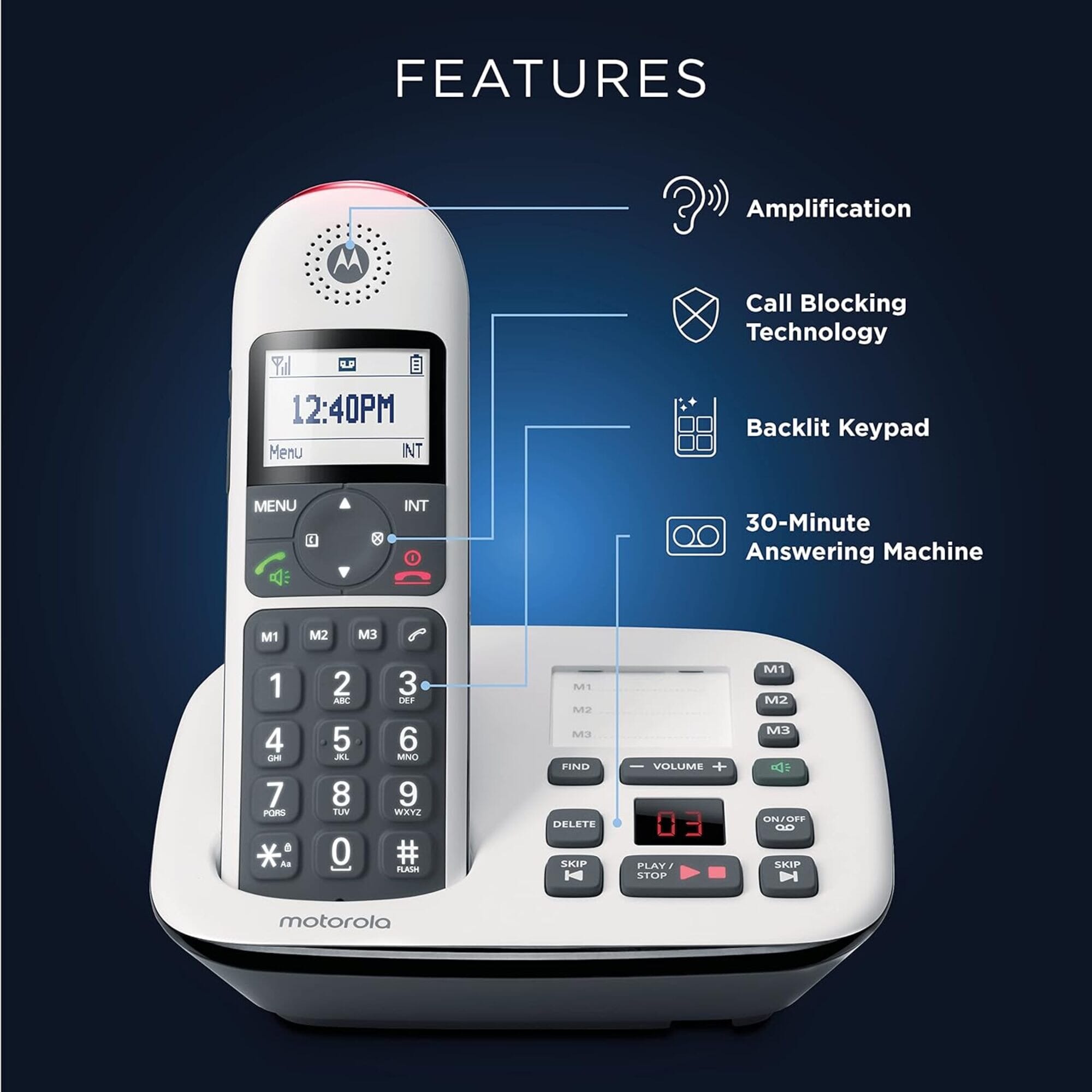 motorola cd5012 big button cordless phone 8