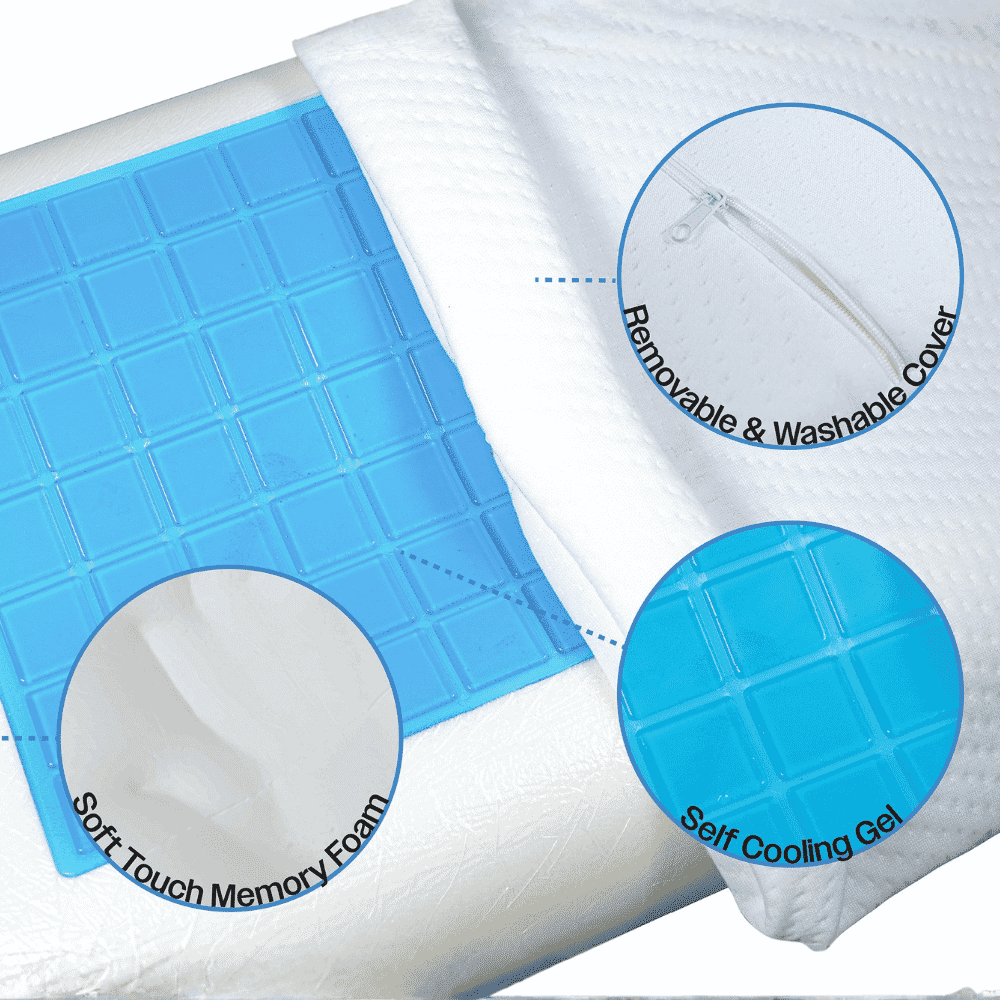 moulded gel memory foam pillow features