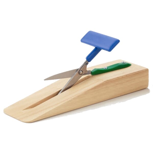 mounted table top scissors wooden base 75mm pointed end