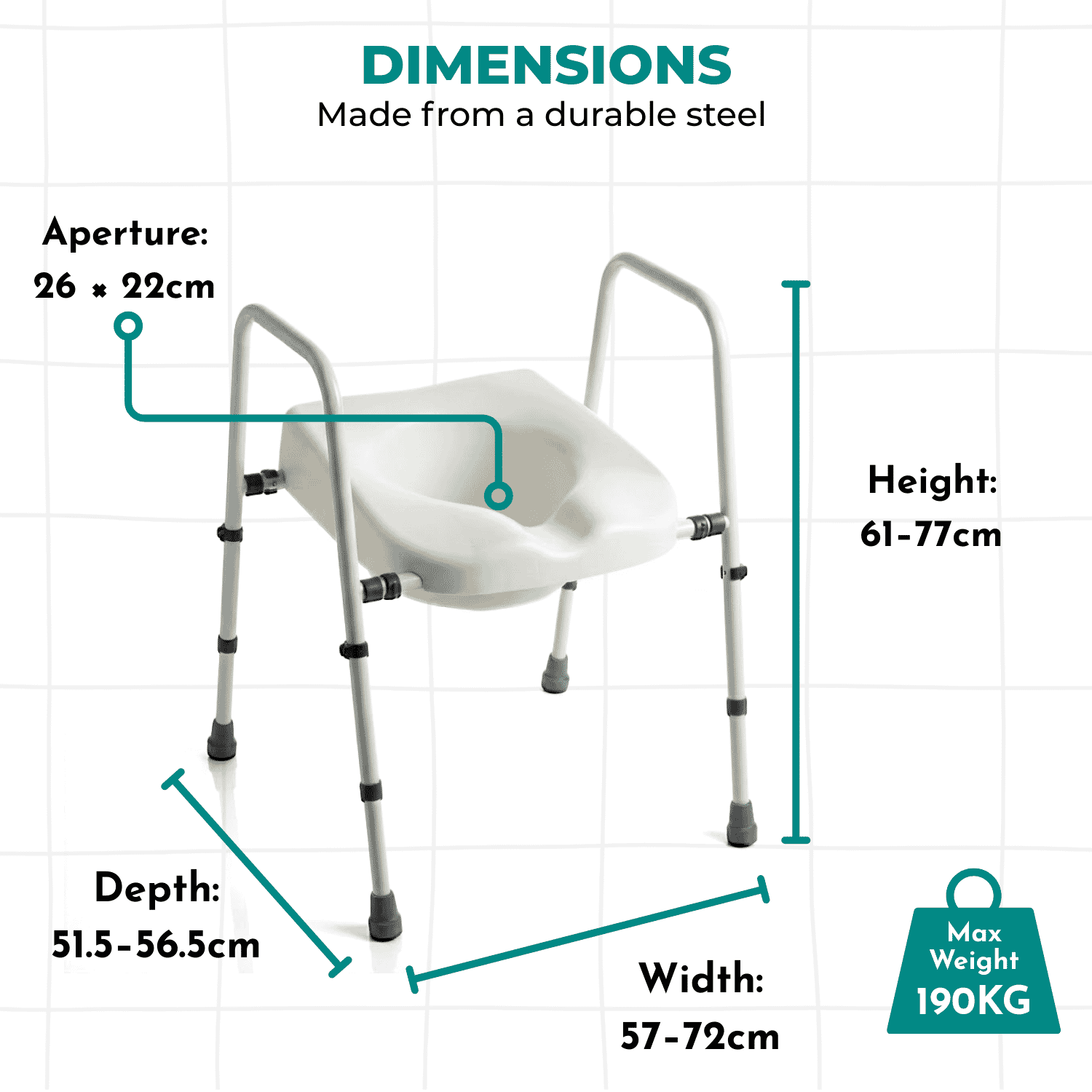 mowbray toilet frame and seat dimensions