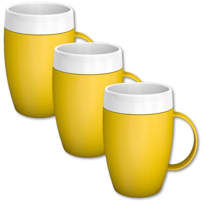 mug with internal cone yellow pack of 3