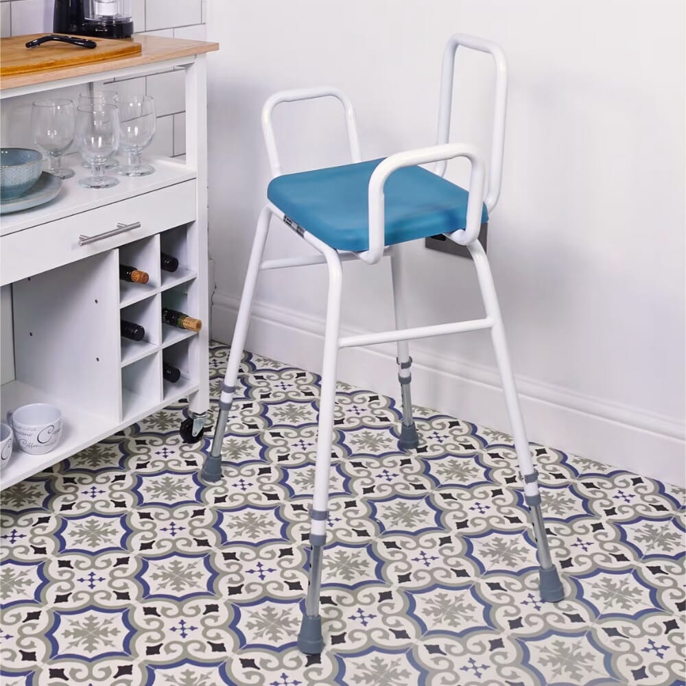 multi use perching stool in kitchen