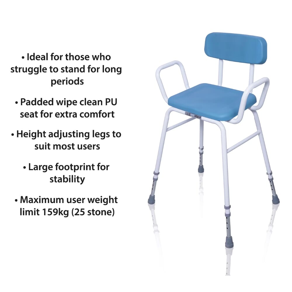 multi use perching stool with padded backrest details
