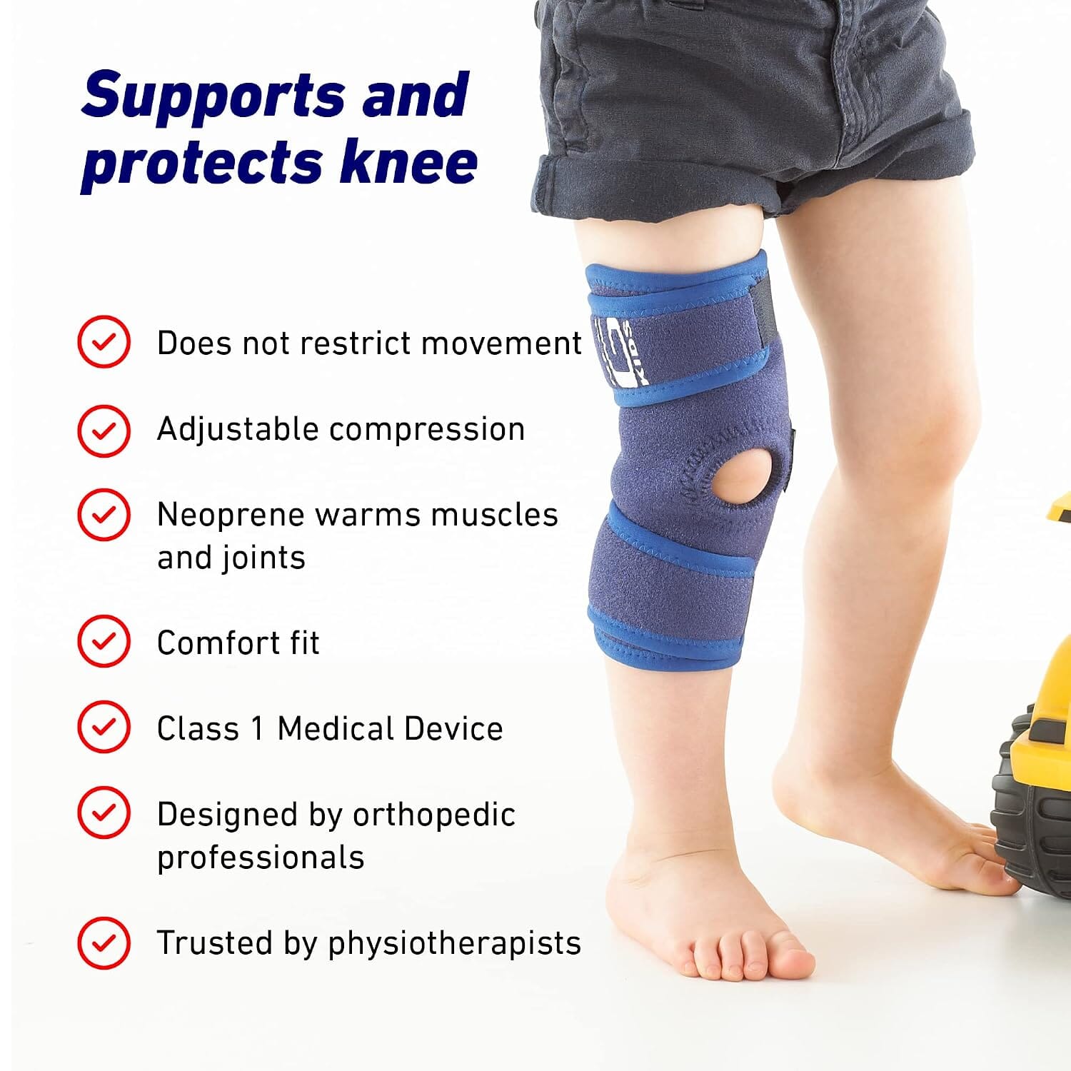neo g kids open knee support info