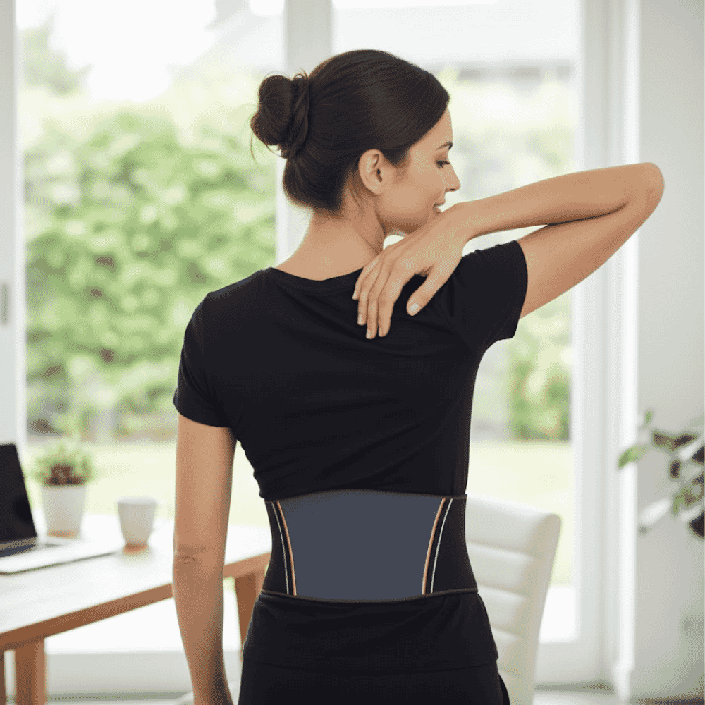 neoprene back support in use