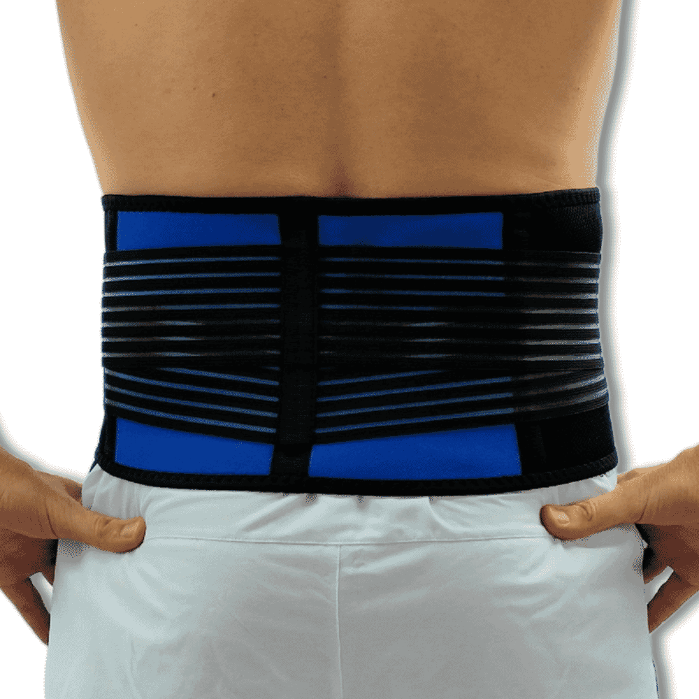 neoprene twin pull lumbar support in use