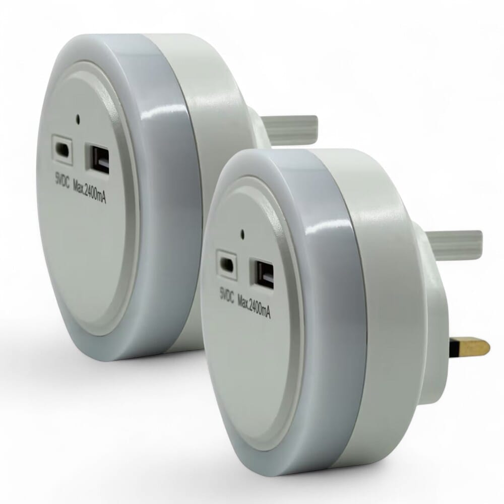 night light with usb charger pack of 2