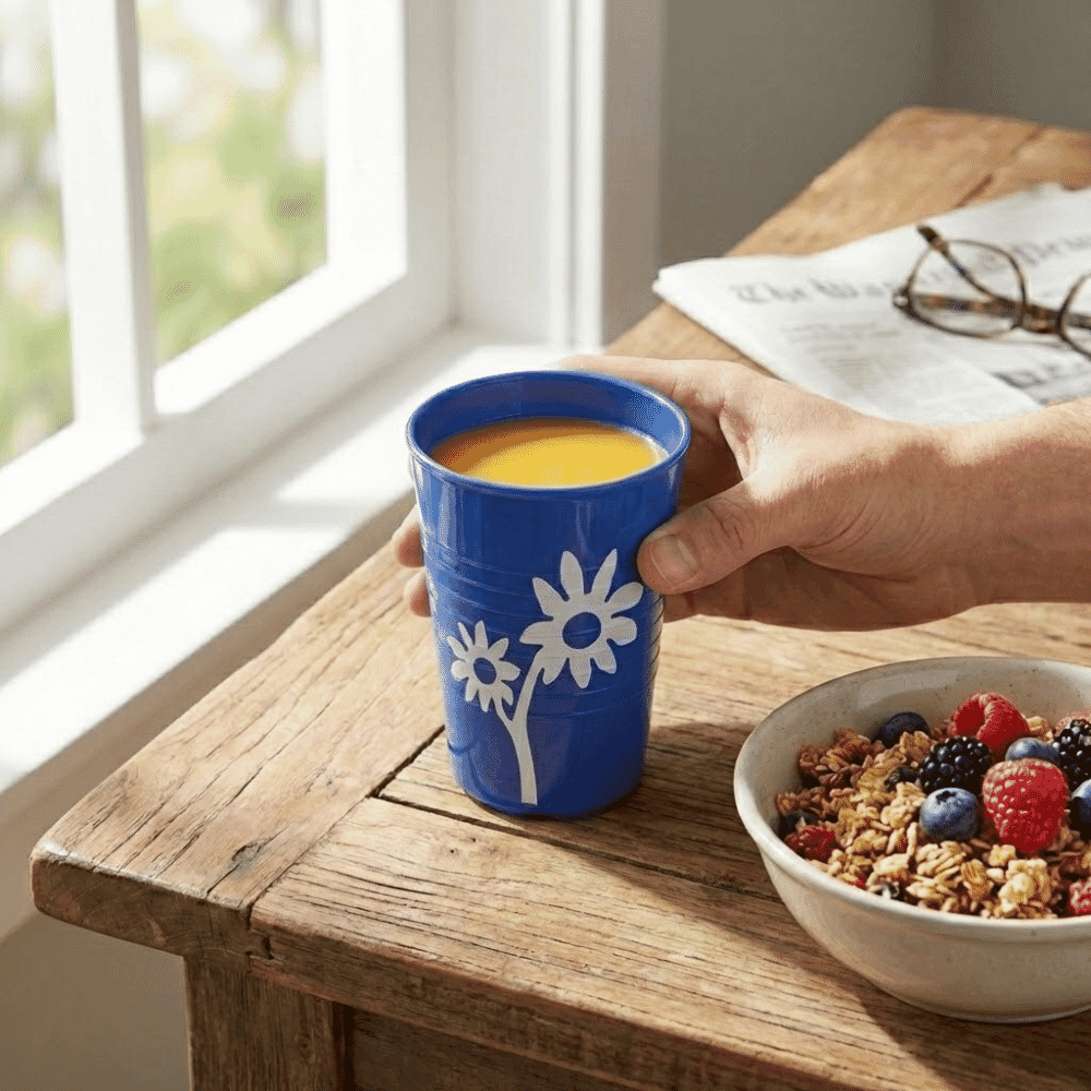 non slip flower cup blue lifestyle