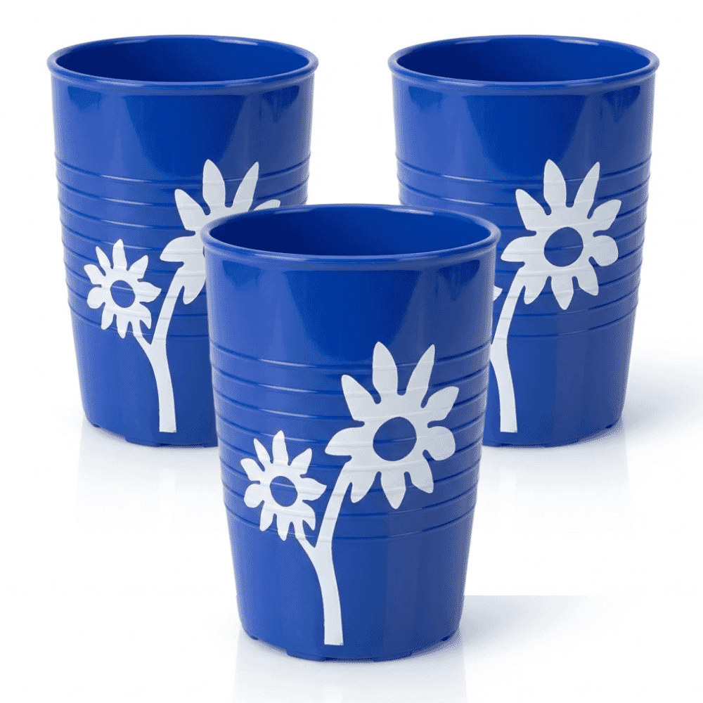 non slip flower cup blue pack of 3
