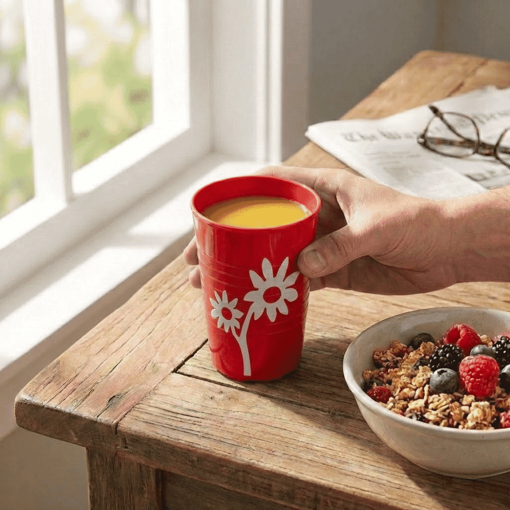 non slip flower cup red lifestyle