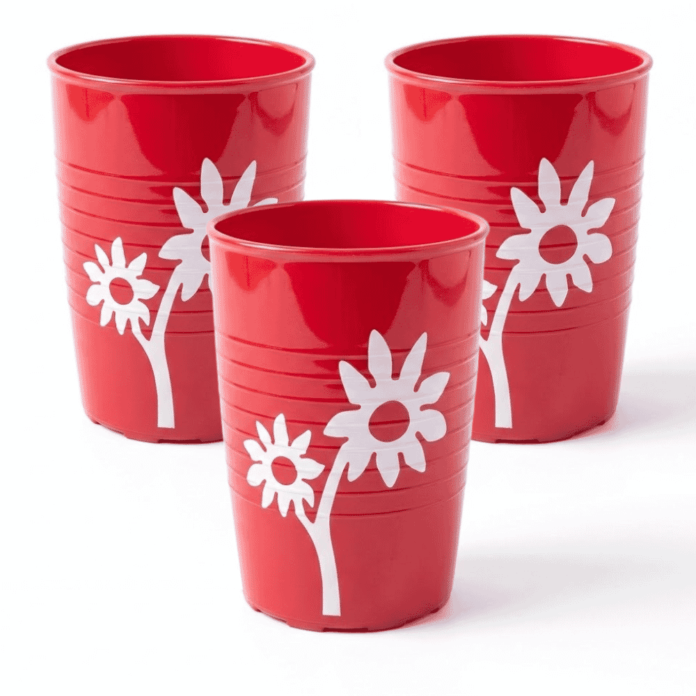 NonSlip Flower Cup Red Pack of 3