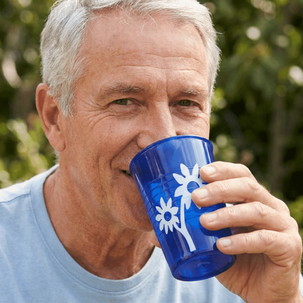 non slip flower cup transparent blue pack of 3 lifestyle