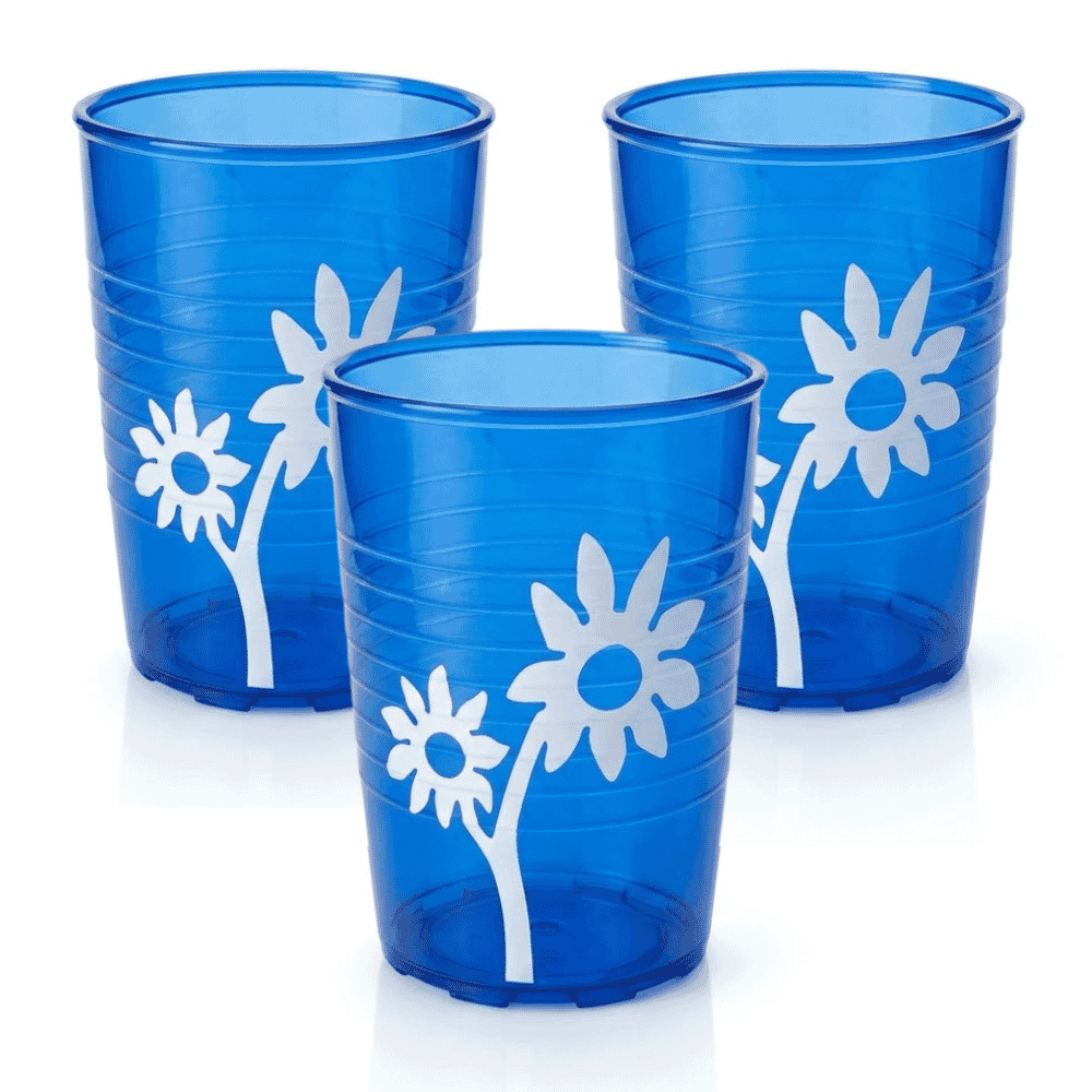 non slip flower cup transparent blue pack of 3