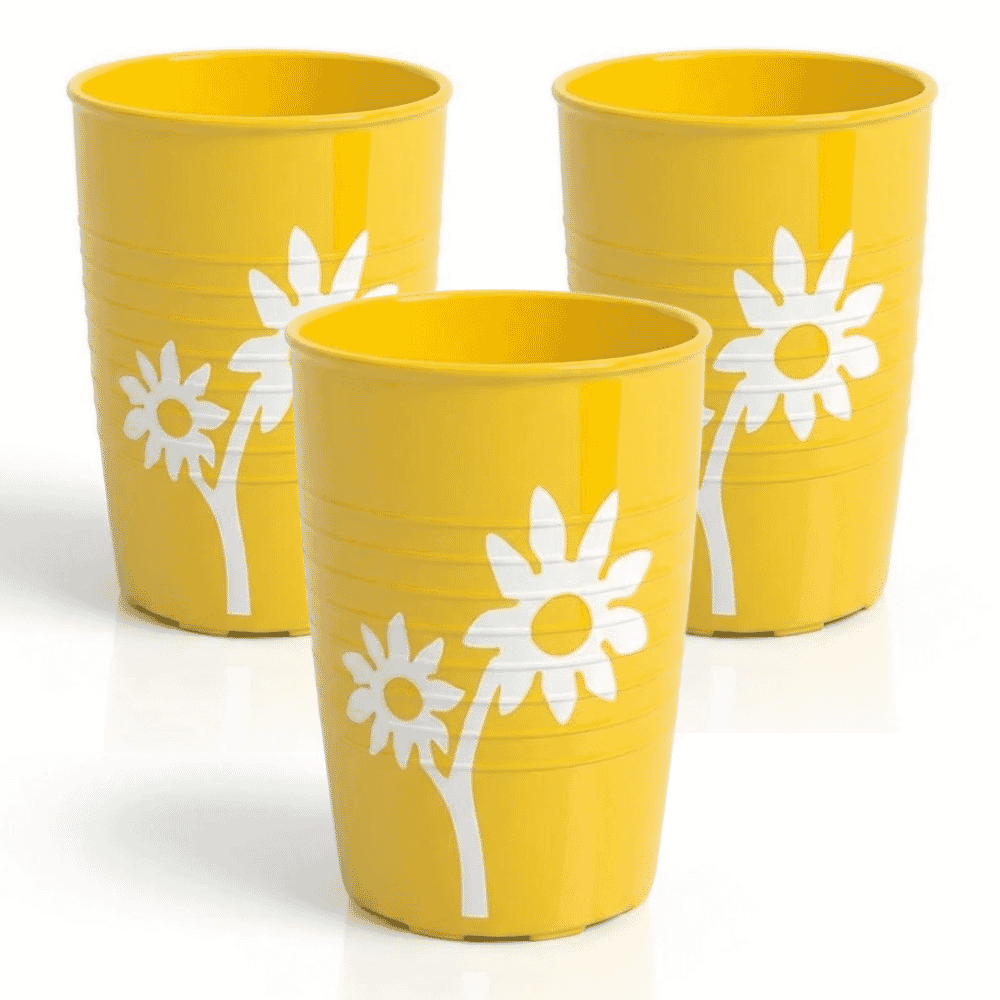 NonSlip Flower Cup Yellow Pack of 3