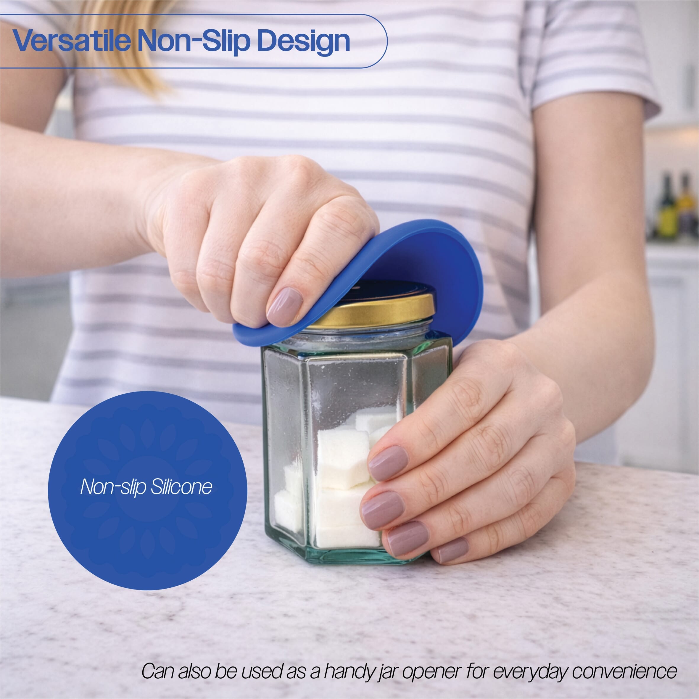 non slip silicone coaster pack of 4 blue jar oppener