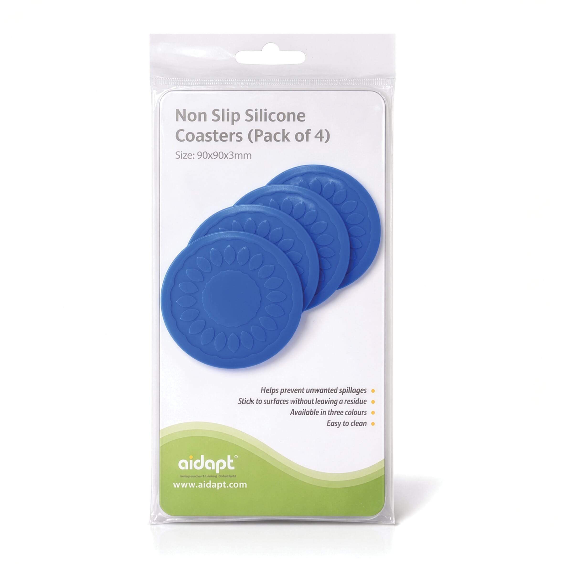 non slip silicone coaster pack of 4 blue pack