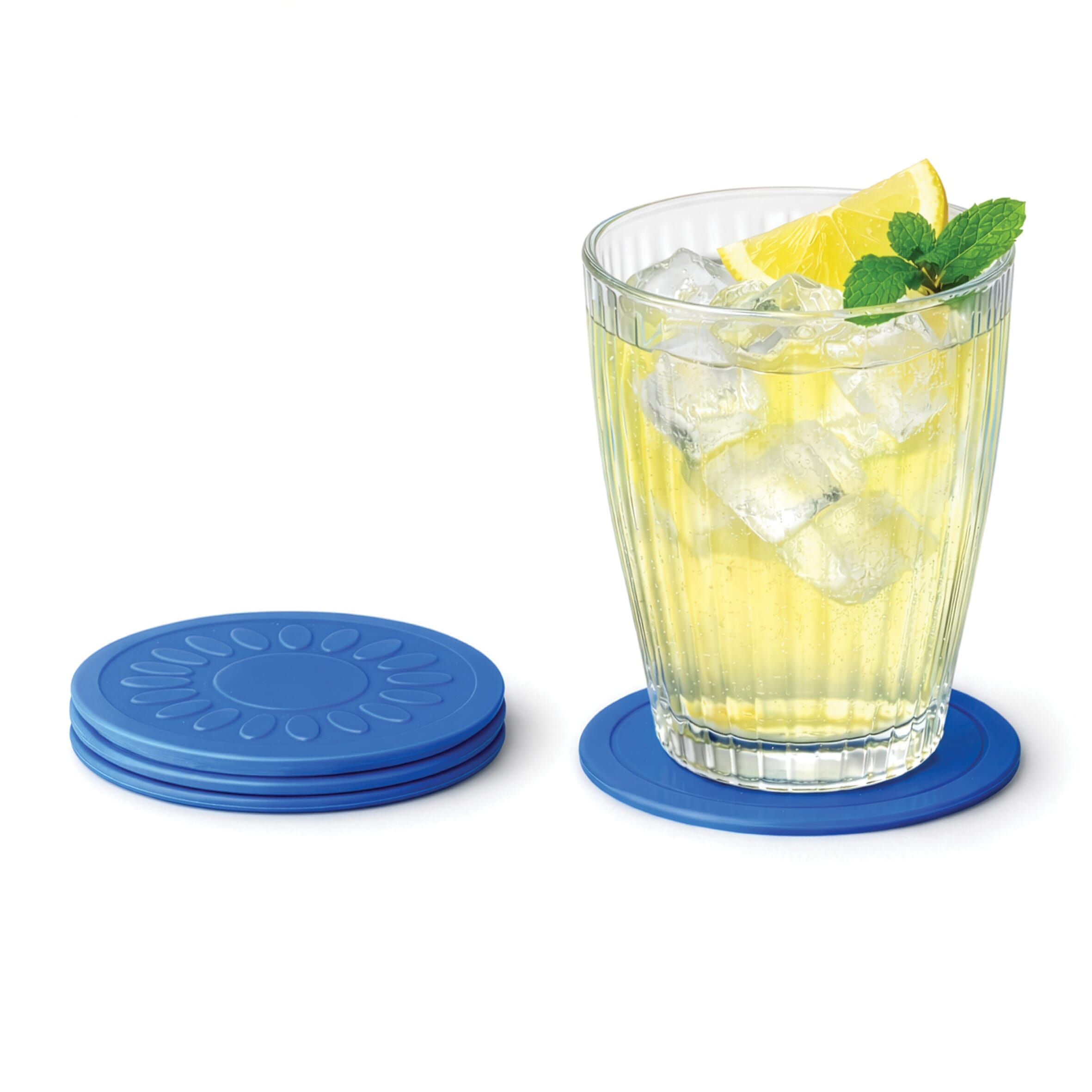 non slip silicone coaster pack of 4 blue