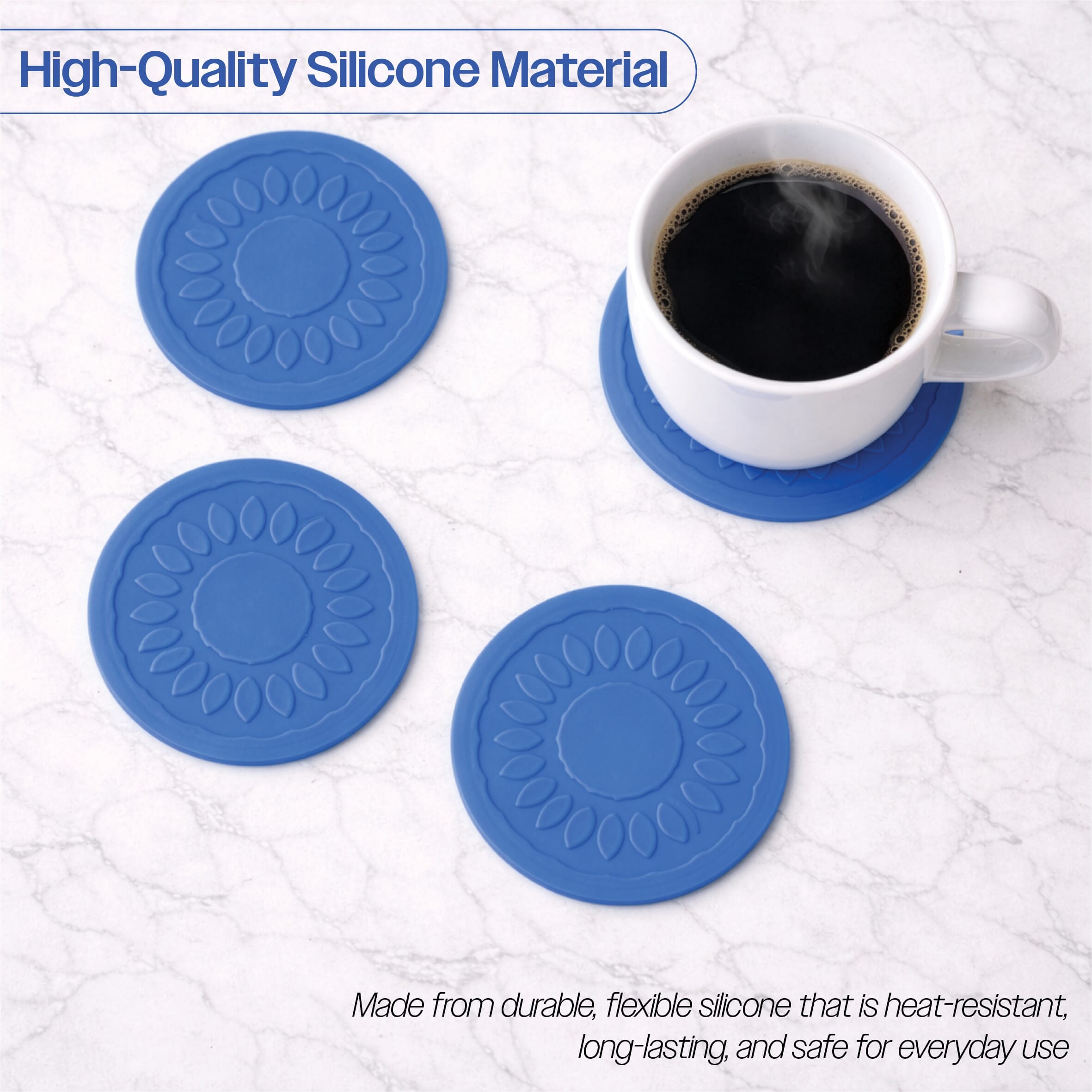 non slip silicone coaster pack of 4 high quality