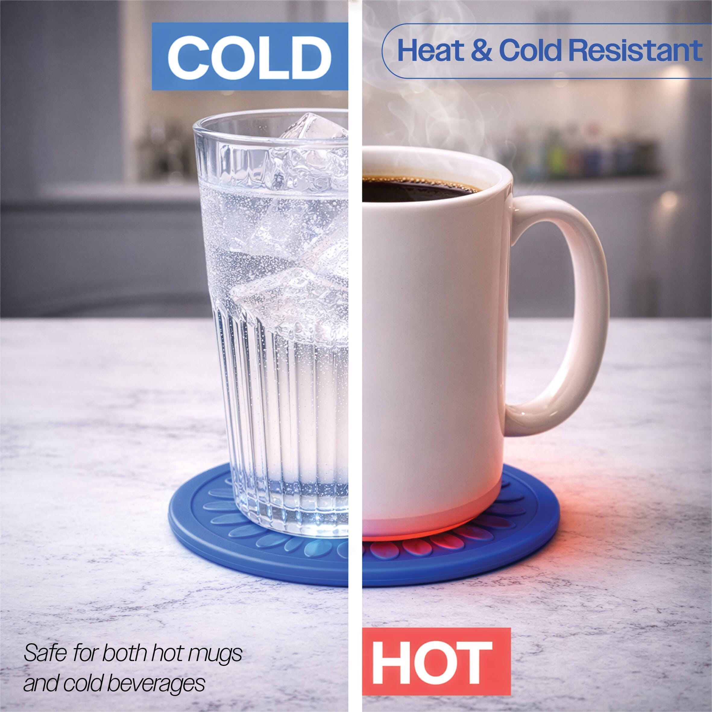 non slip silicone coaster pack of 4 hot or cold