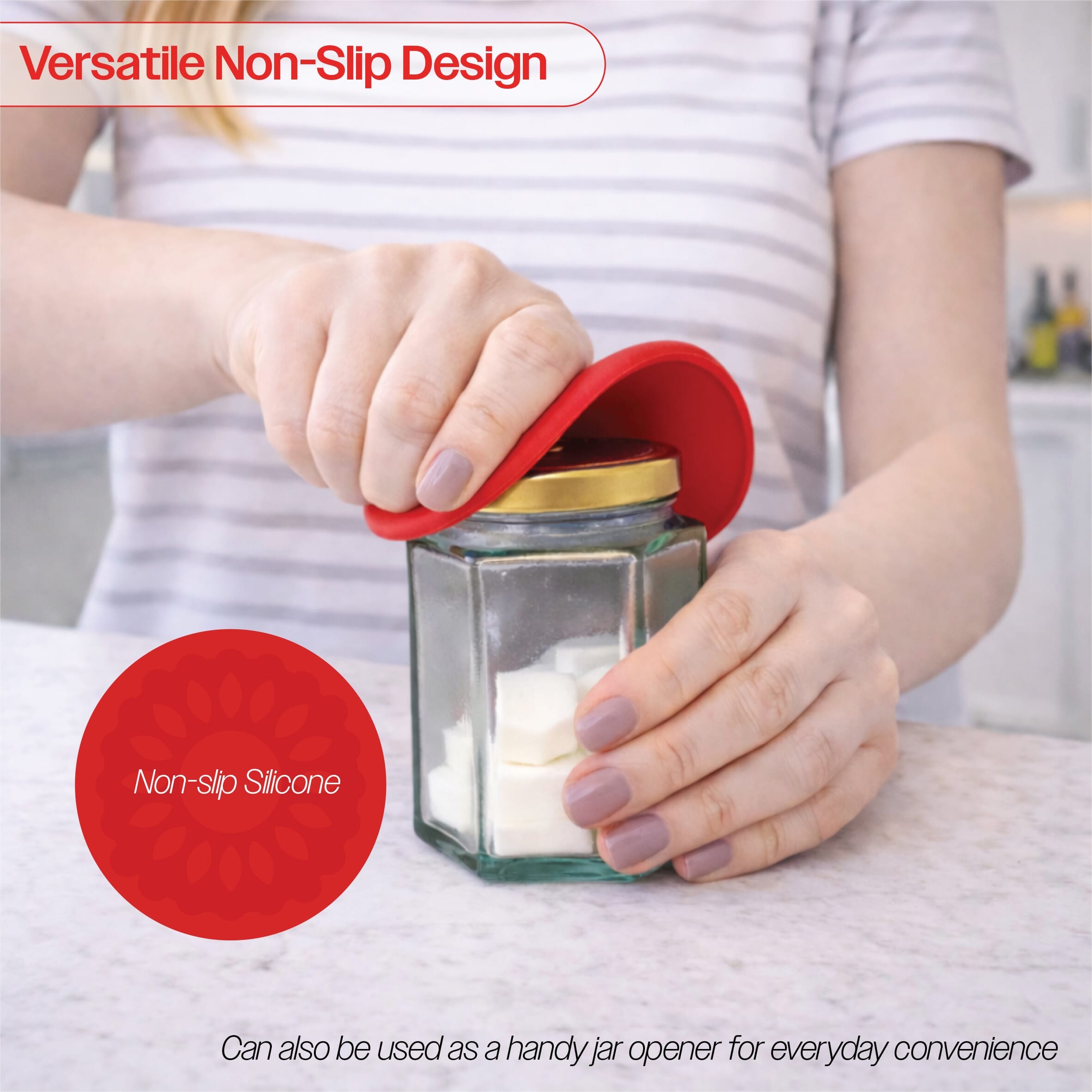 non slip silicone coaster pack of 4 red jar opener