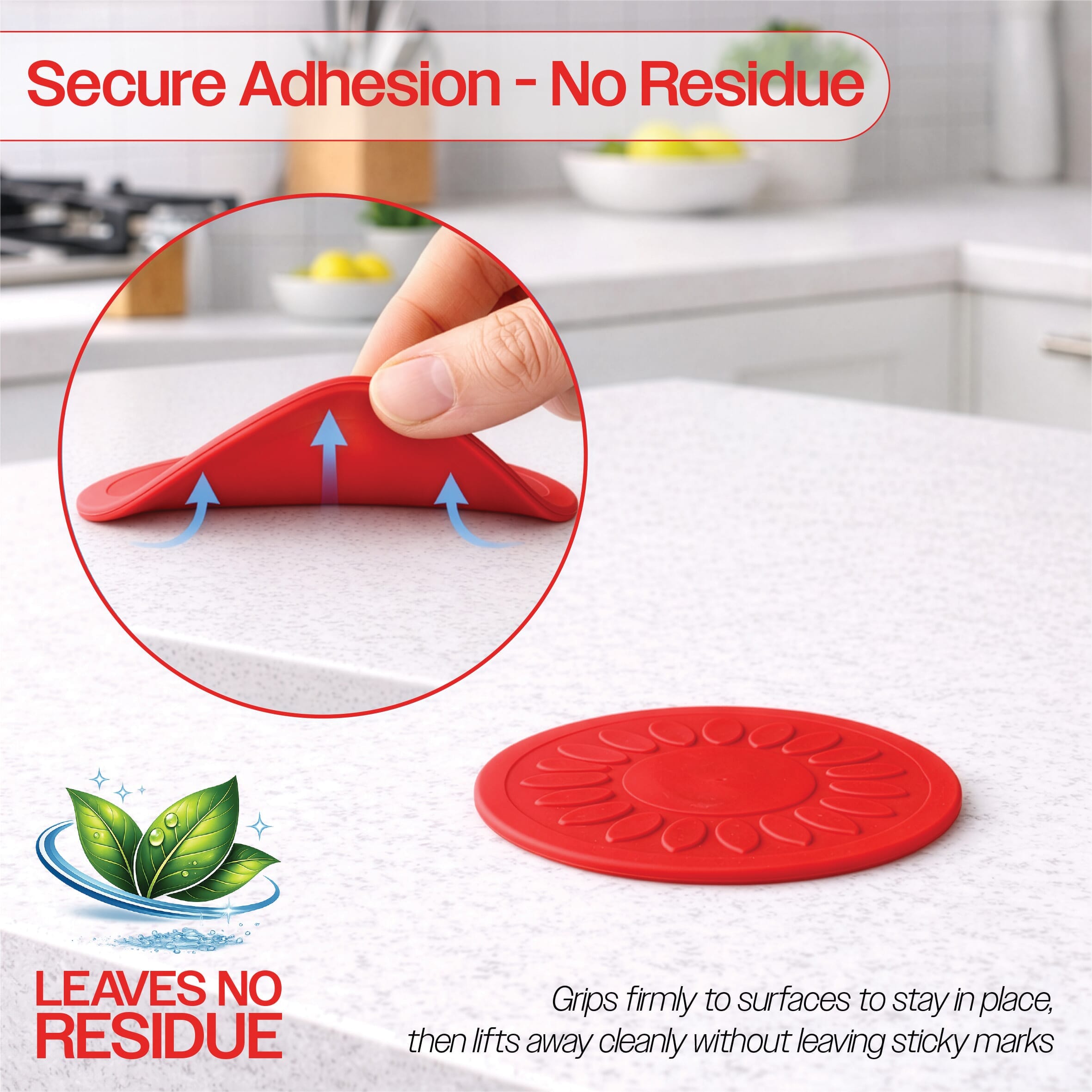 non slip silicone coaster pack of 4 red secure grip