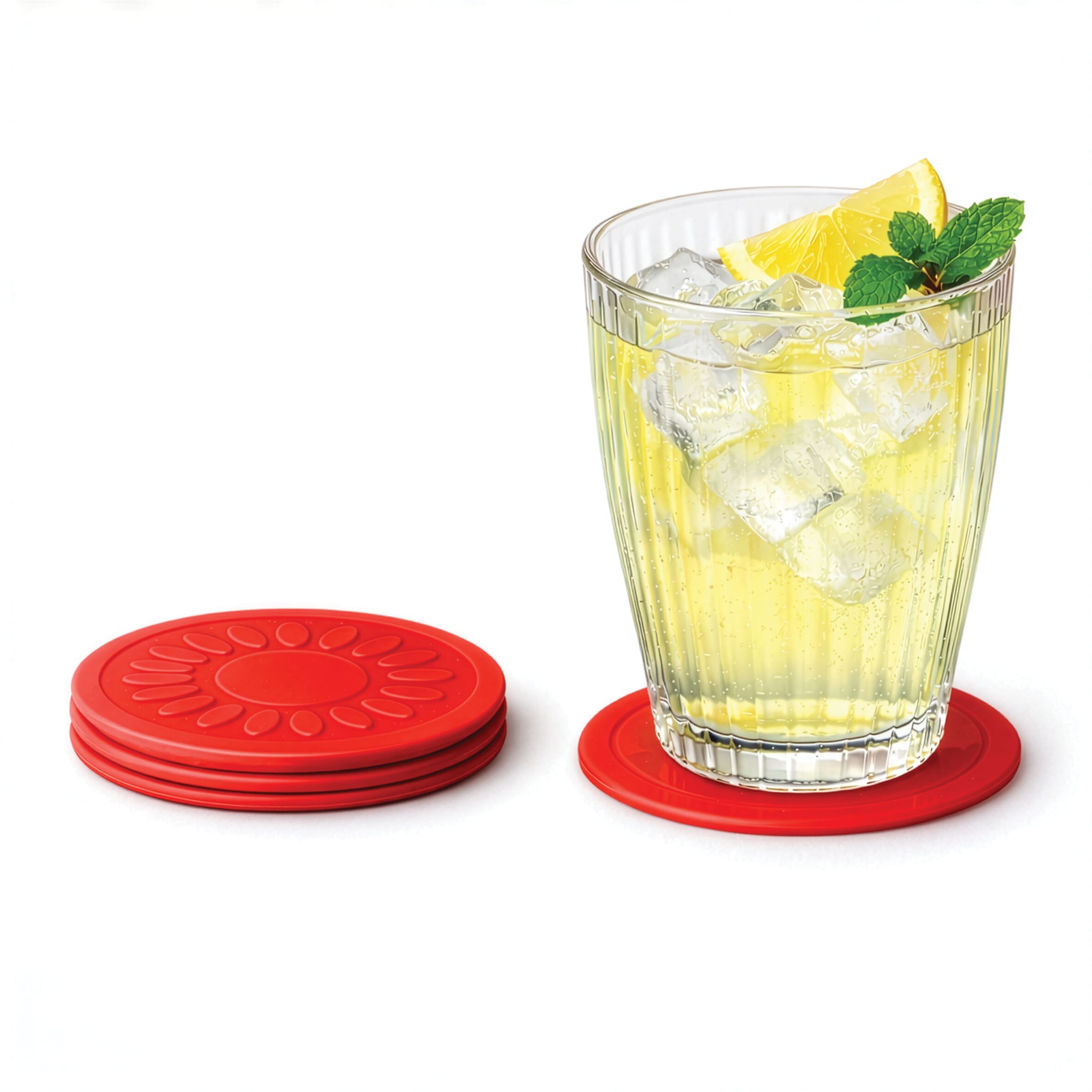 non slip silicone coaster pack of 4 red