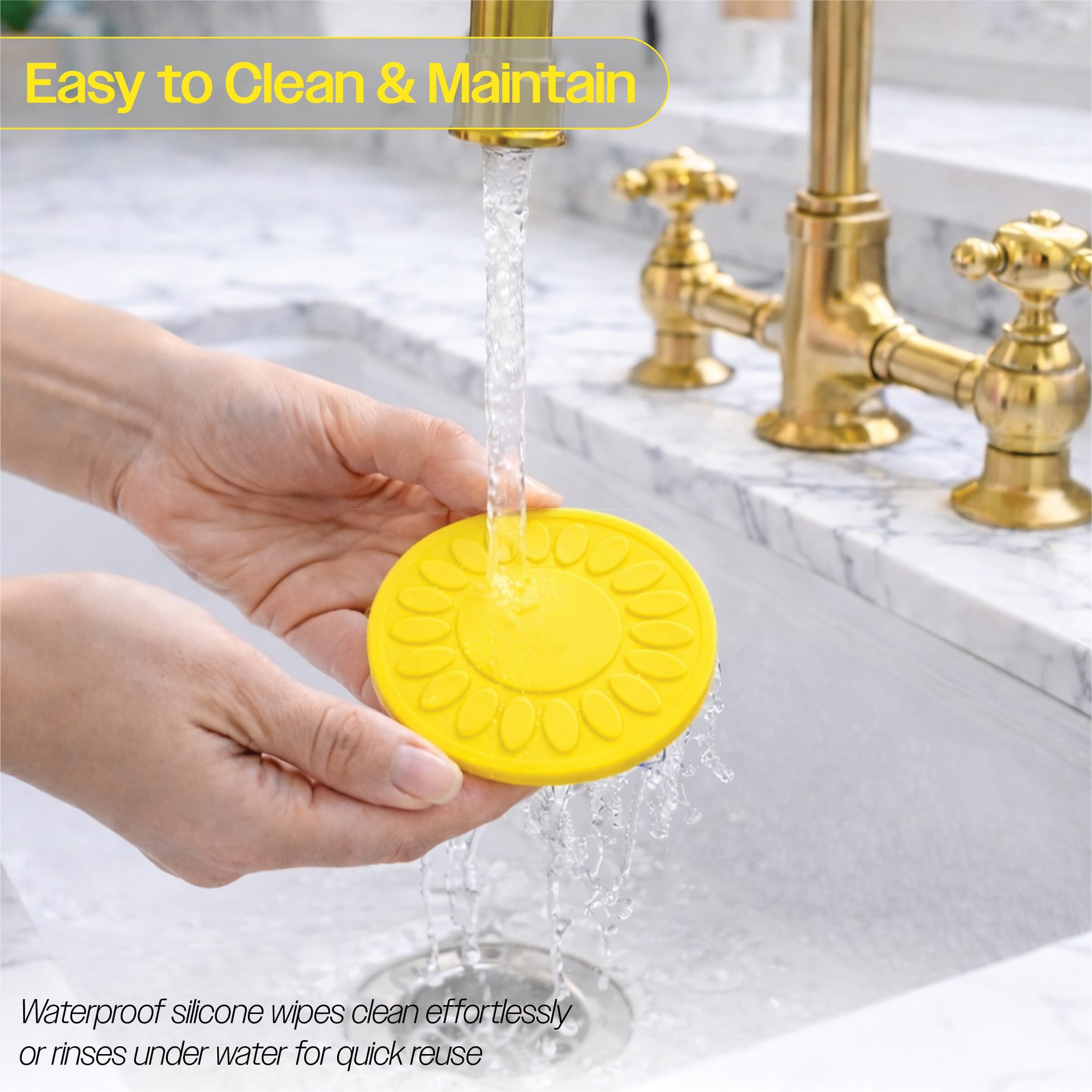 non slip silicone coaster pack of 4 yellow easy to clean