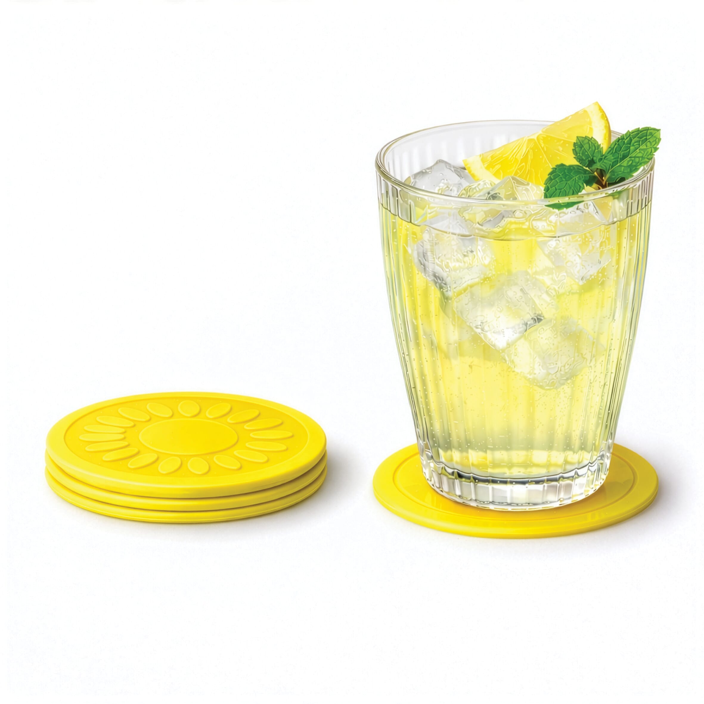 non slip silicone coaster pack of 4 yellow