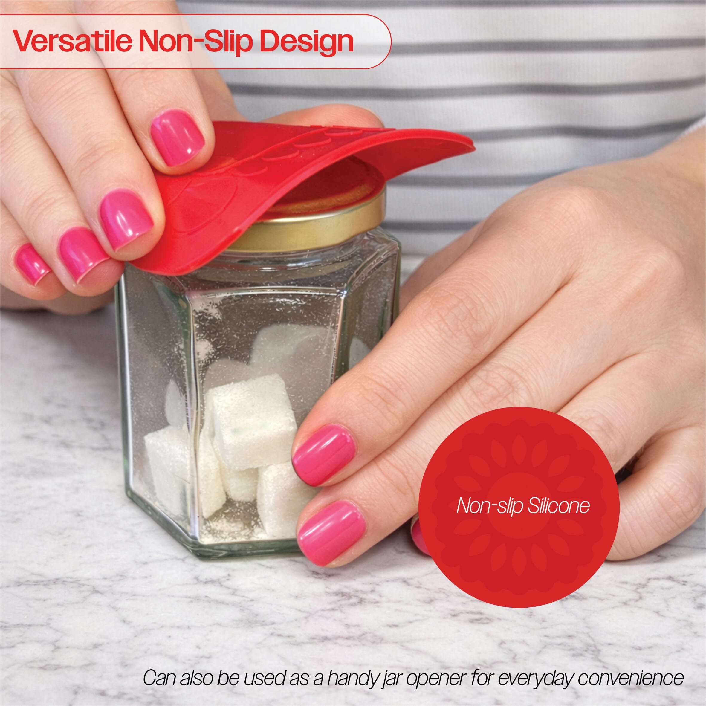 non slip square silicone coaster pack of 4 14cm red jar opener