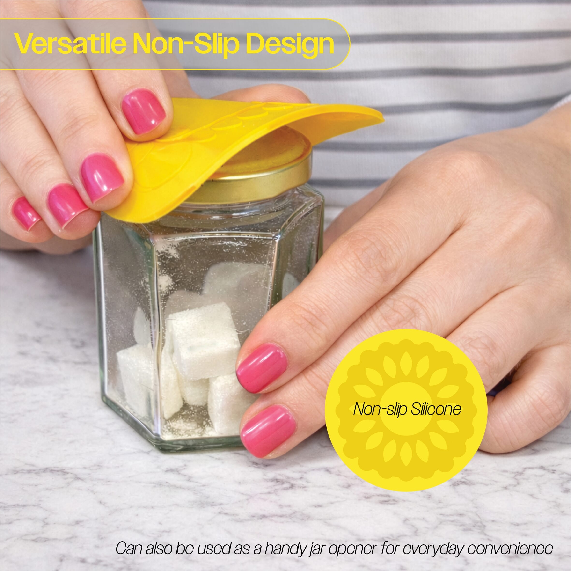 non slip square silicone coaster pack of 4 14cm yellow jar opener