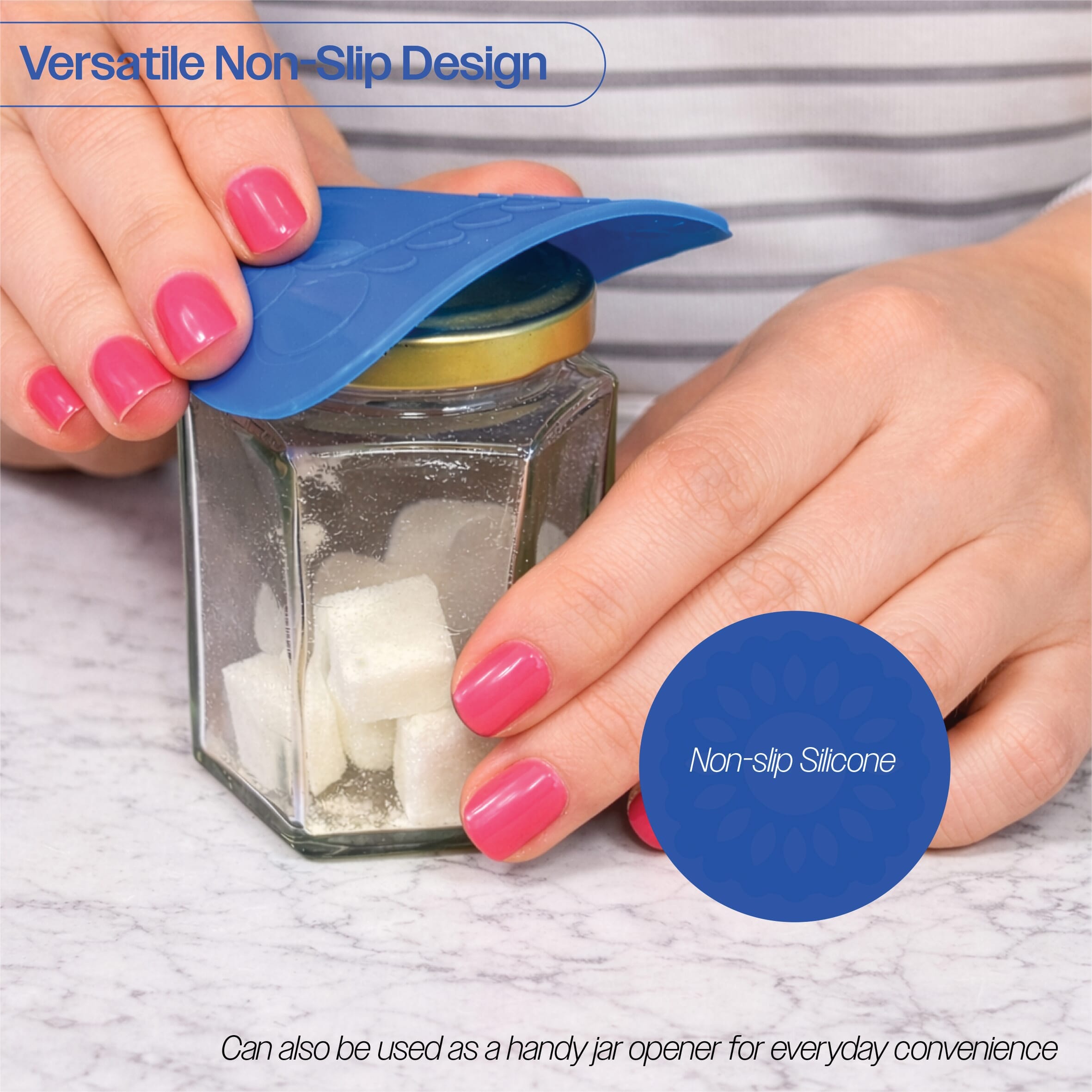 non slip square silicone coaster pack of 4 9cm blue jar opener