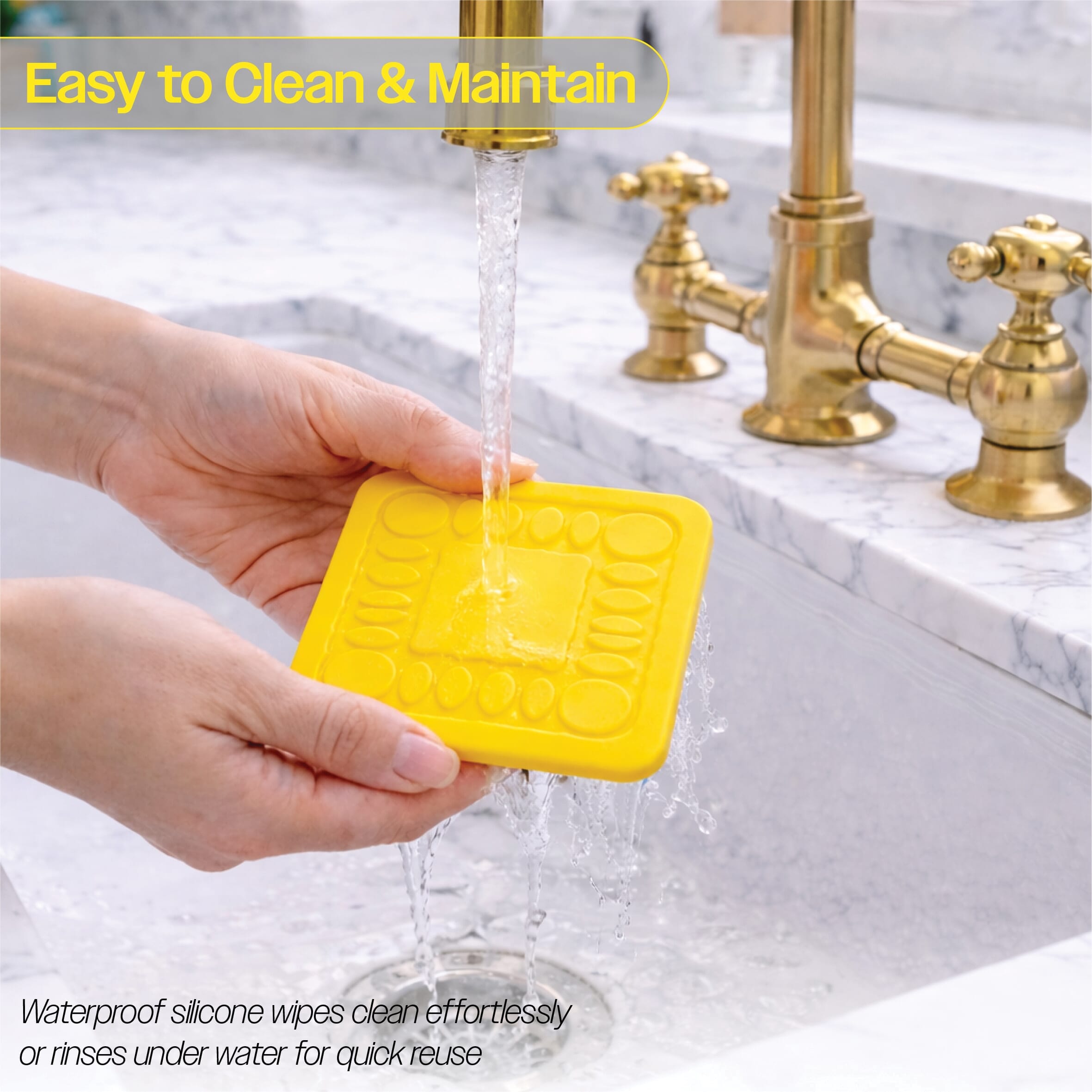 non slip square silicone coaster pack of 4 9cm yellow easy to clean