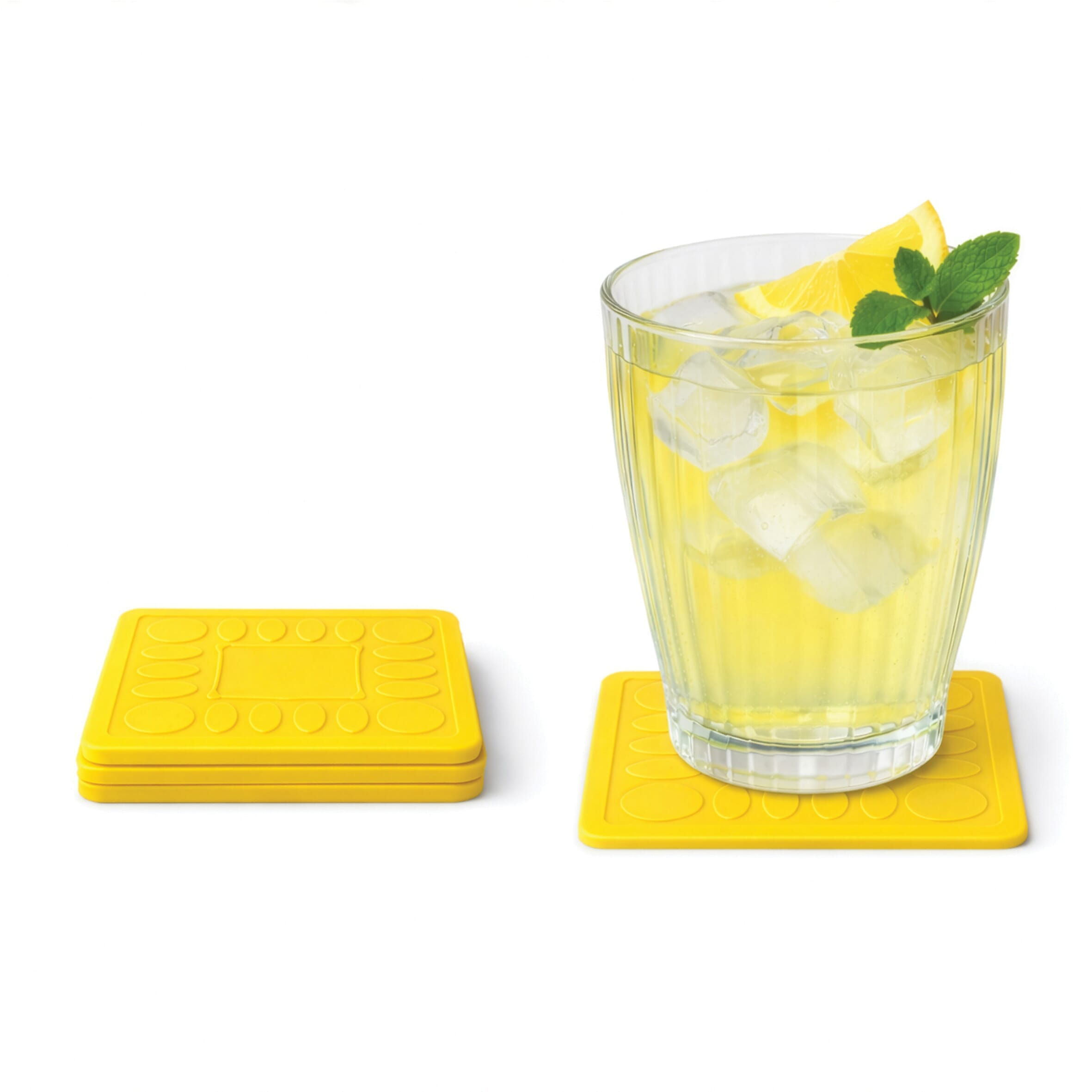 non slip square silicone coaster pack of 4 9cm yellow