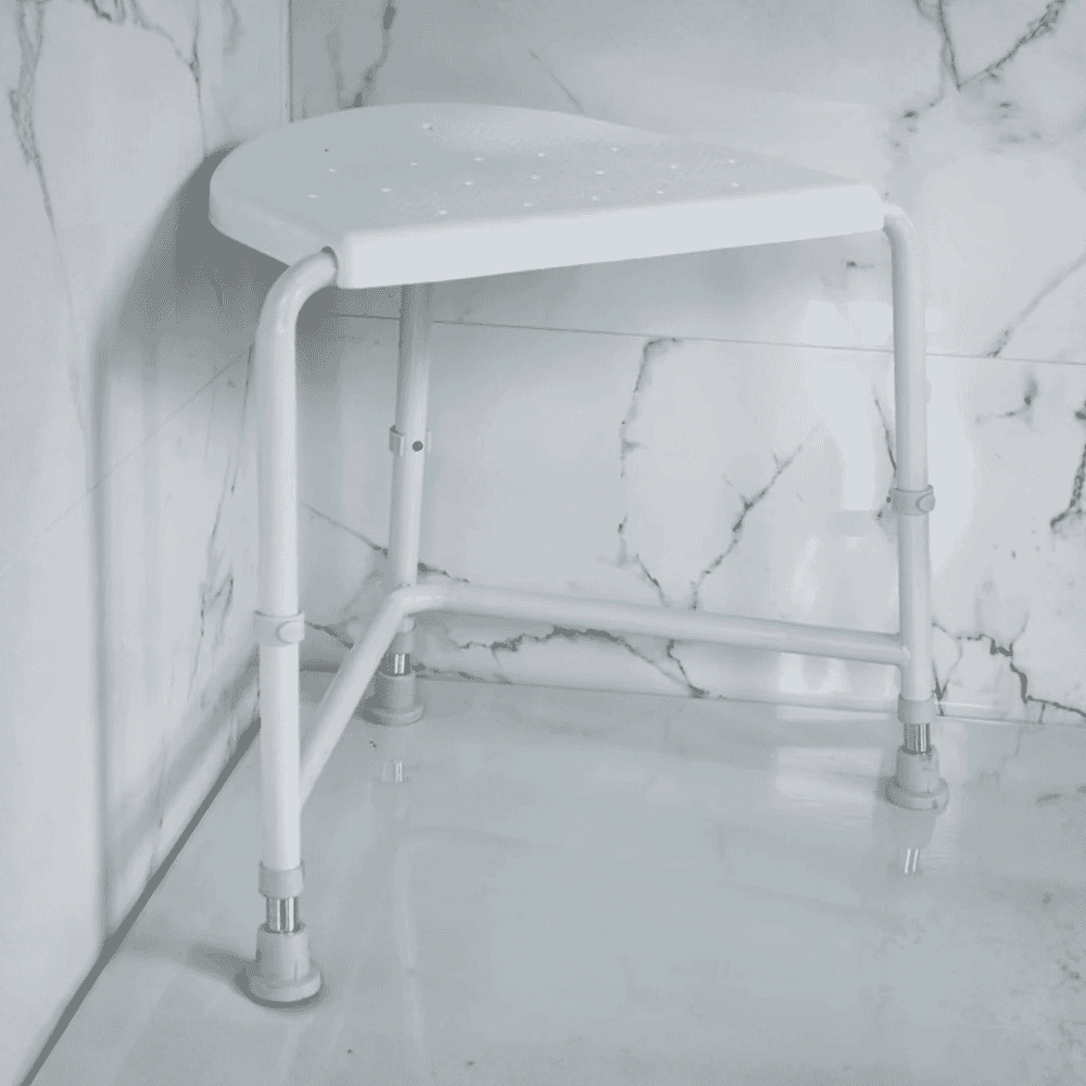 nuvo corner shower stool in shower
