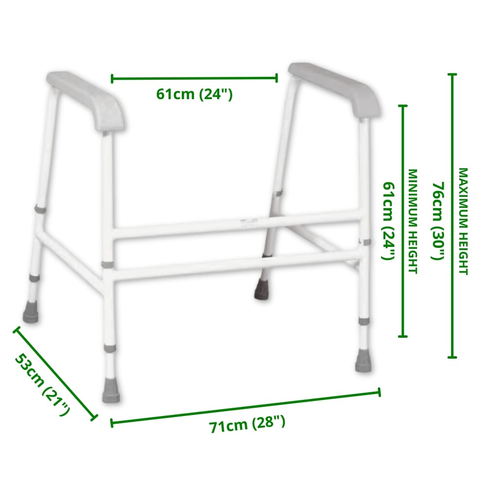 nuvo extra wide toilet frame dimensions