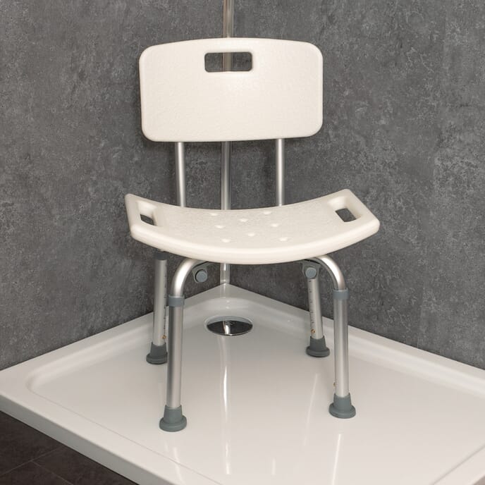 ocean shower stool with contour seat and backrest