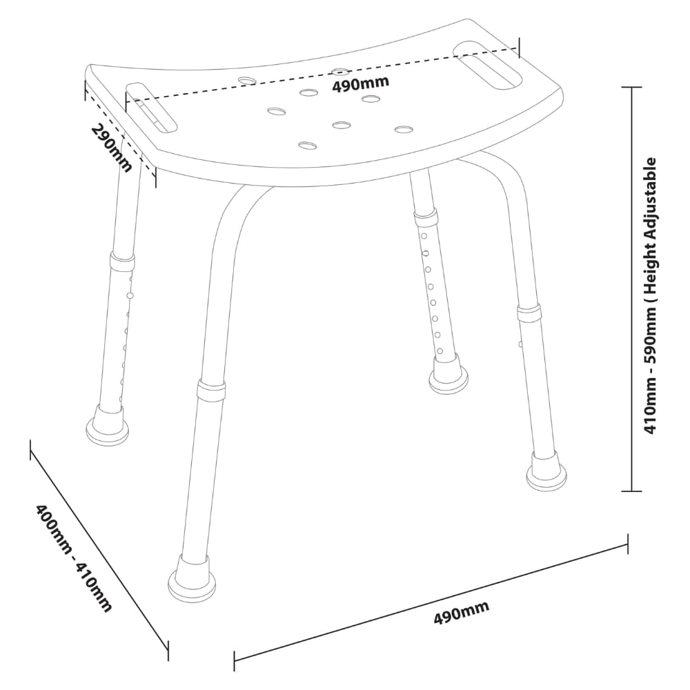 ocean shower stool with contour seat dimensions