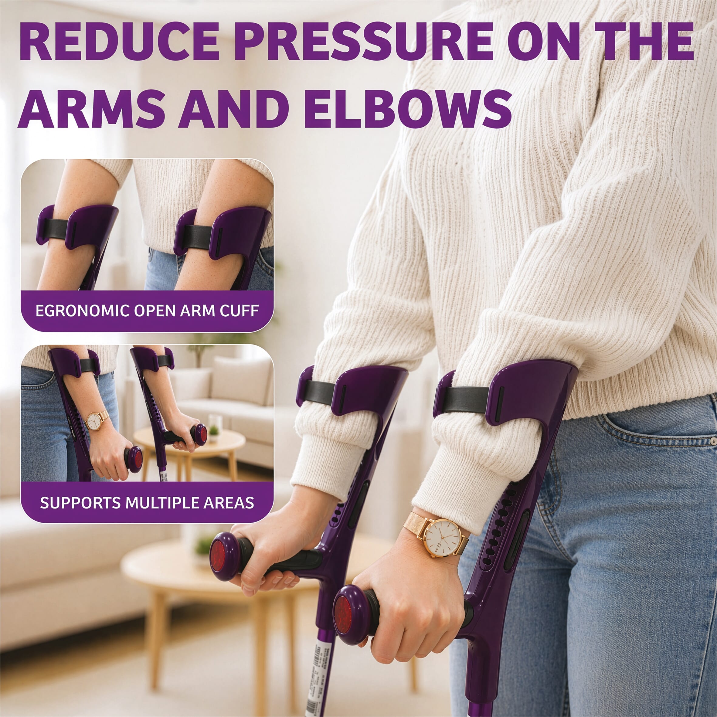 open cuff forearm crutches purple 1
