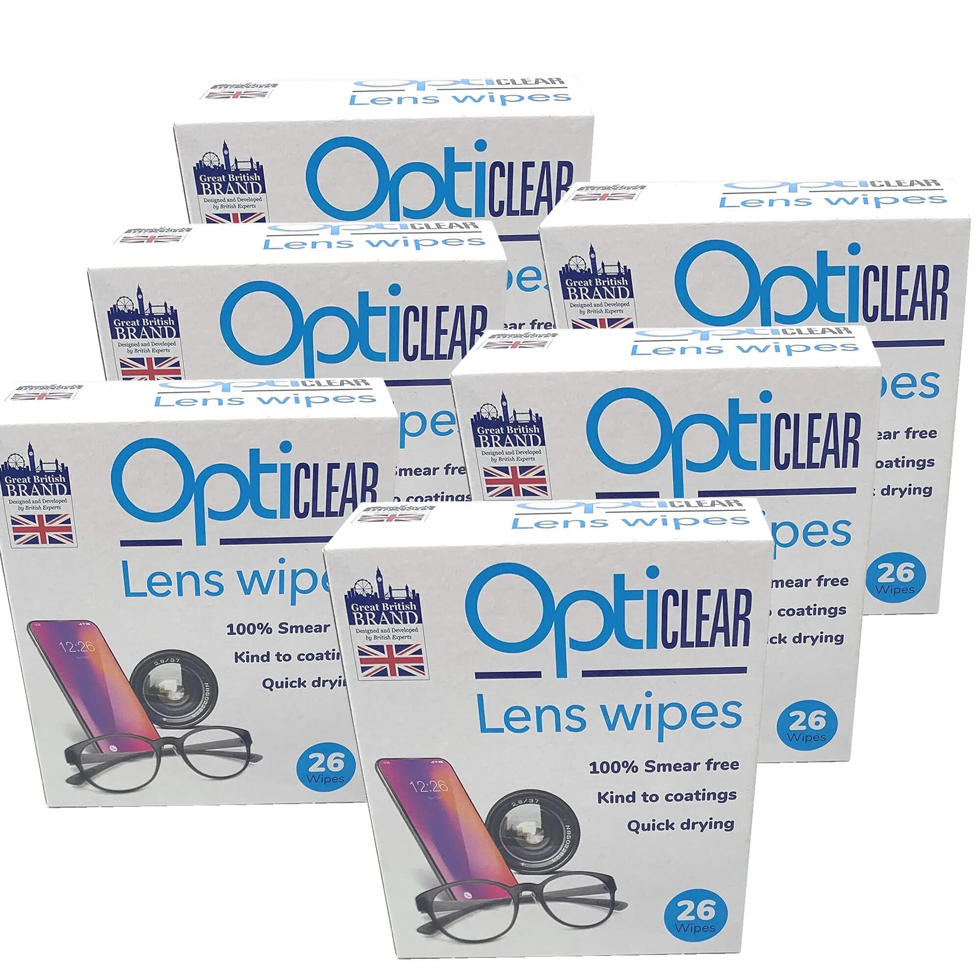 View Opticlear Lens Cleaning Wipes 6 Packs of 26 156 wipes information