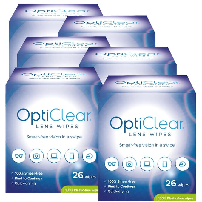 opticlear lens cleaning wipes 6 packs of 26 156 wipes
